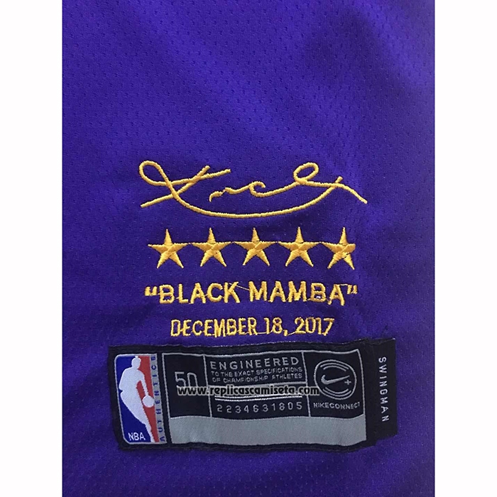 Camiseta Los Angeles Lakers Kobe Bryant #24 Retirement Violeta